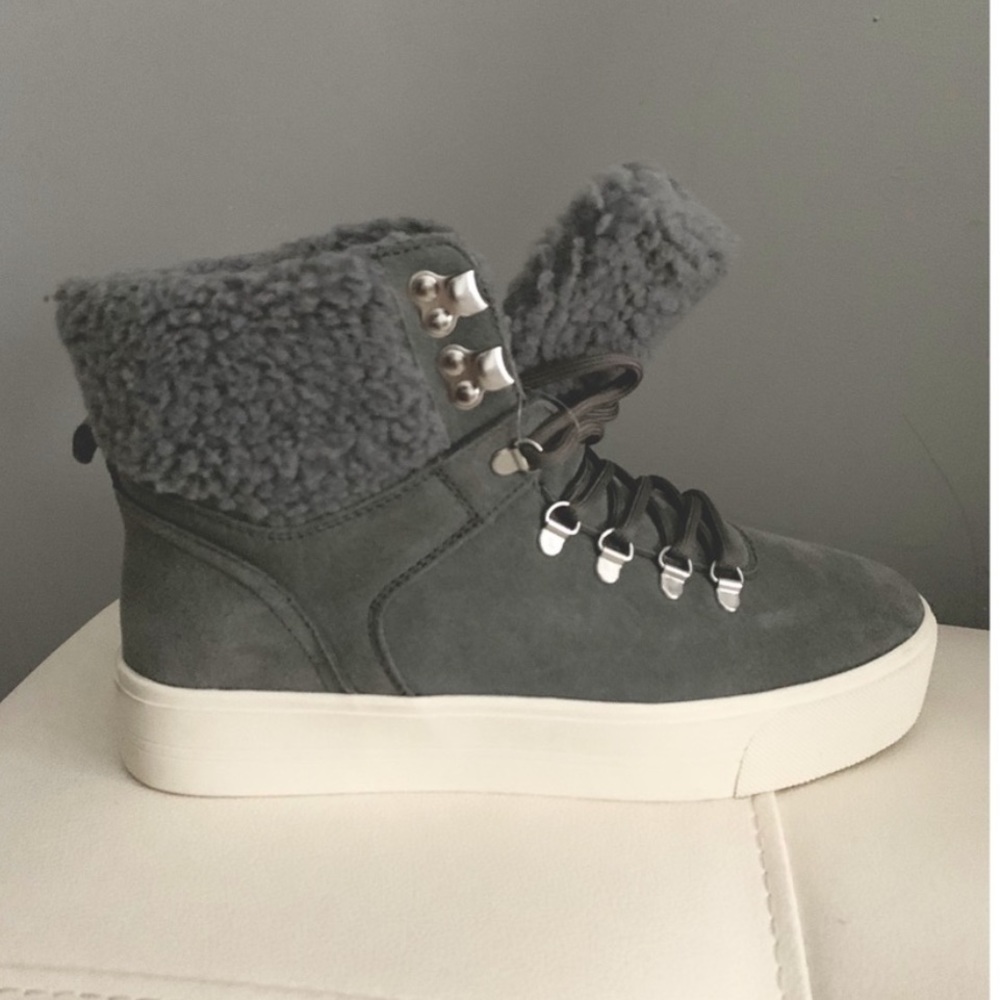 BRAND NEW Marc Fisher genuine suede booties gray